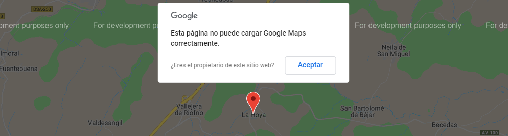 Esta página no puede cargar Google Maps correctamente